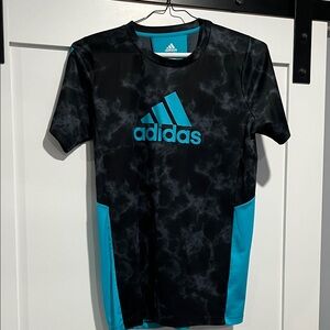 Adidas Black and Teal Cloud Pattern Tee